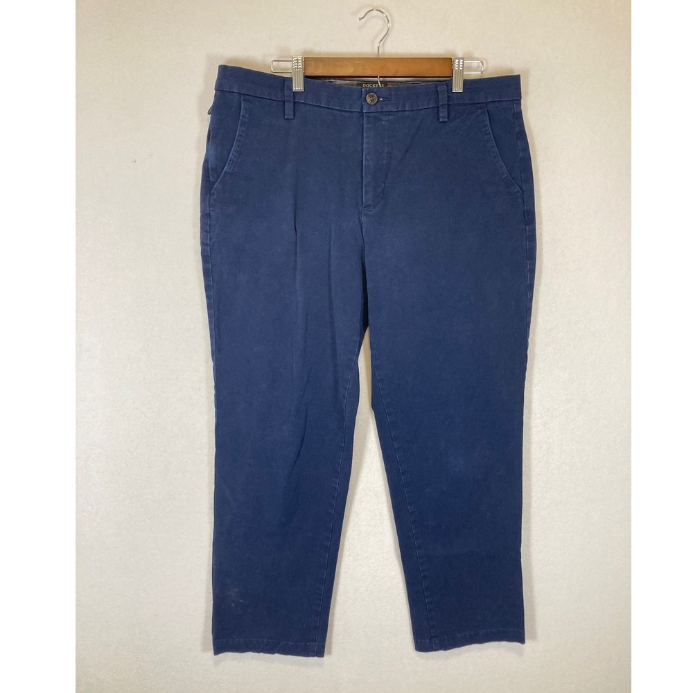Classic Dockers Men 36 Navy Blue Smart 360 Flex Straight Leg Chino‎ Pants